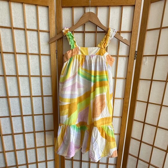 Zara Girl's Watercolor Ruffle Hem Mini Dress – Size 8 - Picture 2 of 7